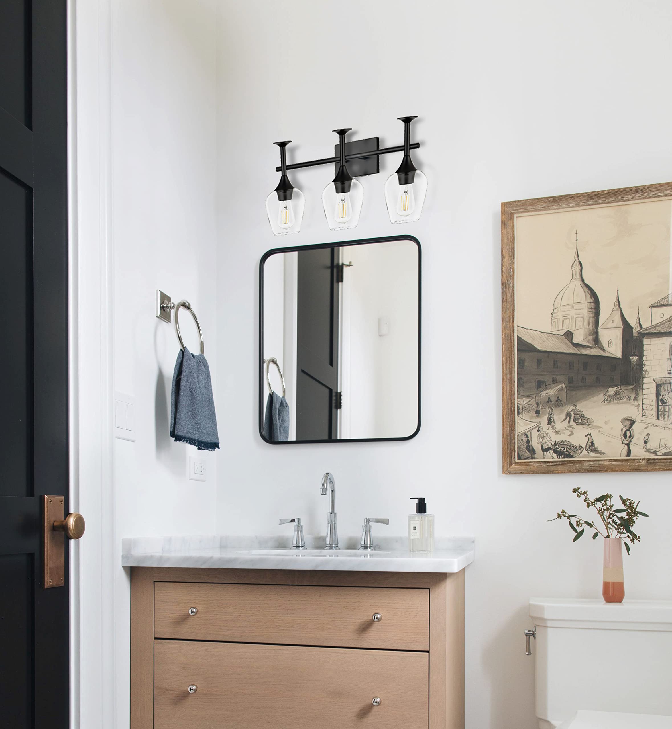 Onesto Lighting Paris Modern Black Bathroom Wall Light Fixtures