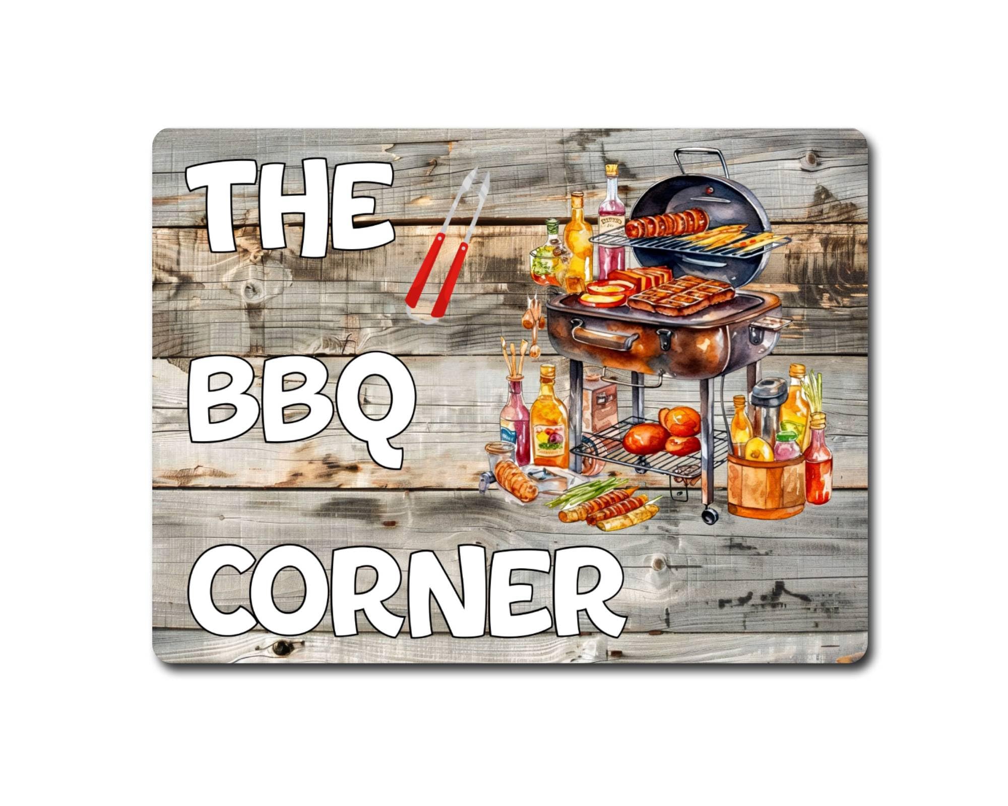 Decalarama Silver Barbecue Metal Sign Gift – The Bbq Corner - Family Fun Home Food Garden Novelty Aluminium Present