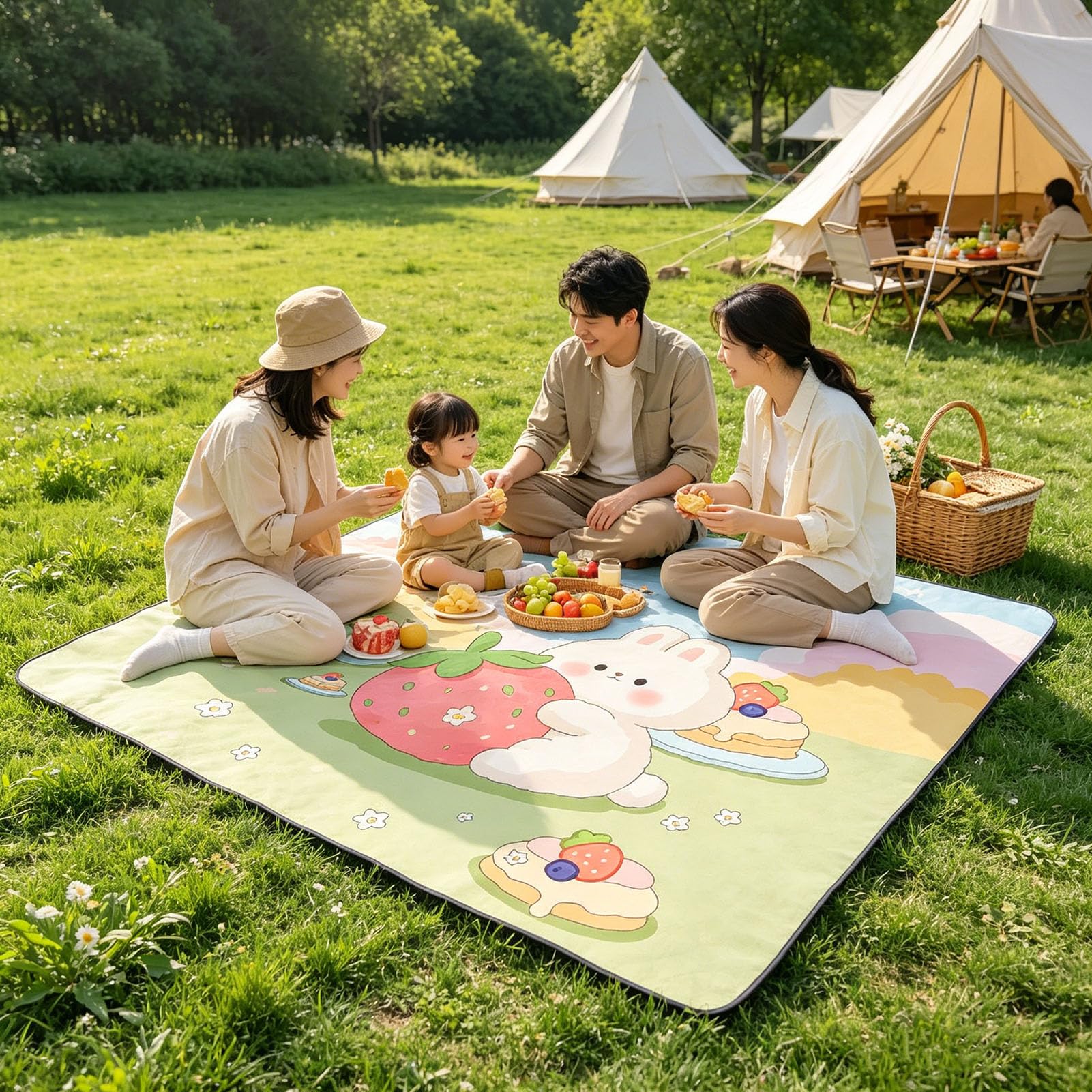 Telo da Picnic Impermeabile e Antisabbia, Pieghevole Coperta da Spiaggia Picnic Blanket per Campeggio, Escursionismo, Parco e Viaggi,200×200cm