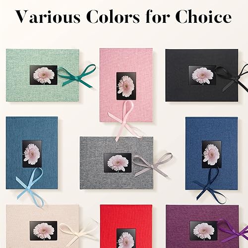 Miniatura 6 de Álbum de fotos pequeño 4x6, álbum de fotos Fabmaker con capacidad para 24 fotos horizontales, libro de fotos con cubierta de tela de lino para fotos