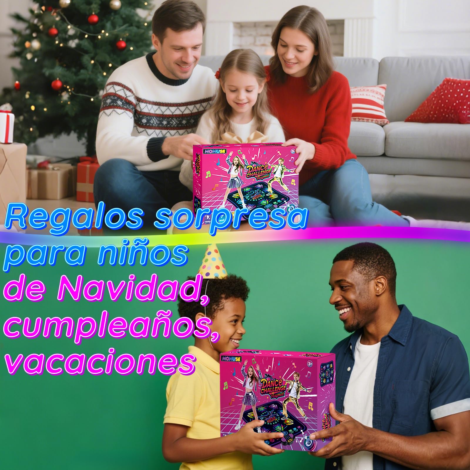 MOMUSE Alfombra de Baile con 2 Modos, Alfombra Musical | Luces LED, 9 Niveles, Volumen de 5 Niveles, Juguete Regalo Cumpleaños Navidad para Niñas Niños 3 4 5 6 7 8