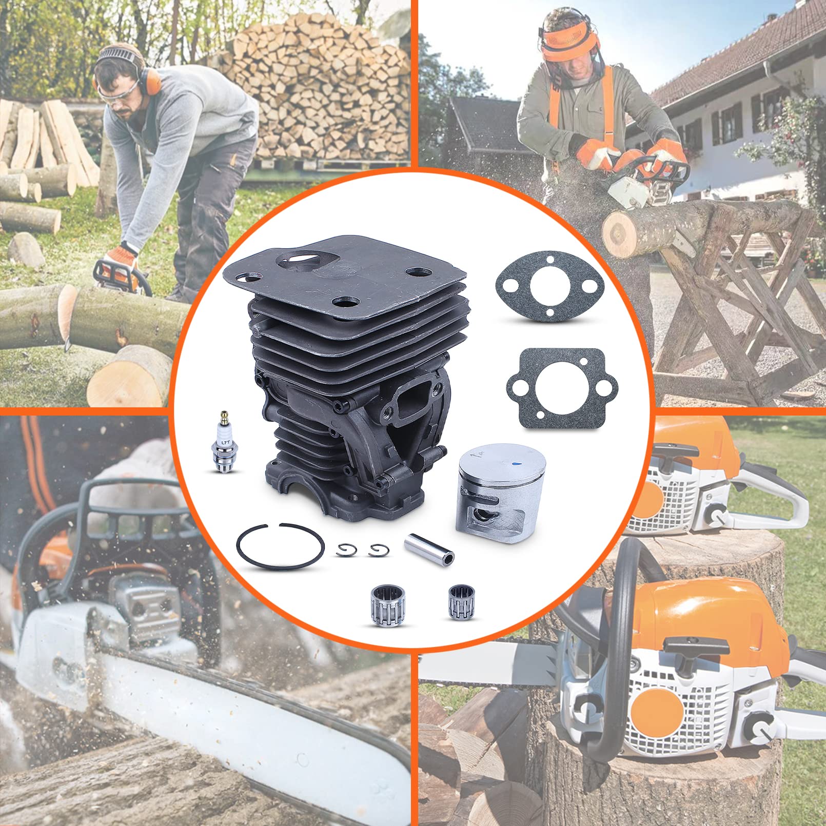 Kit de segments de piston de cylindre de 44 mm pour Jonsered CS 2245 CS2250 S pour Husqvarna 445 450 450e, cylindre, piston, goupille, anneau, circlip, bougie d'allumage