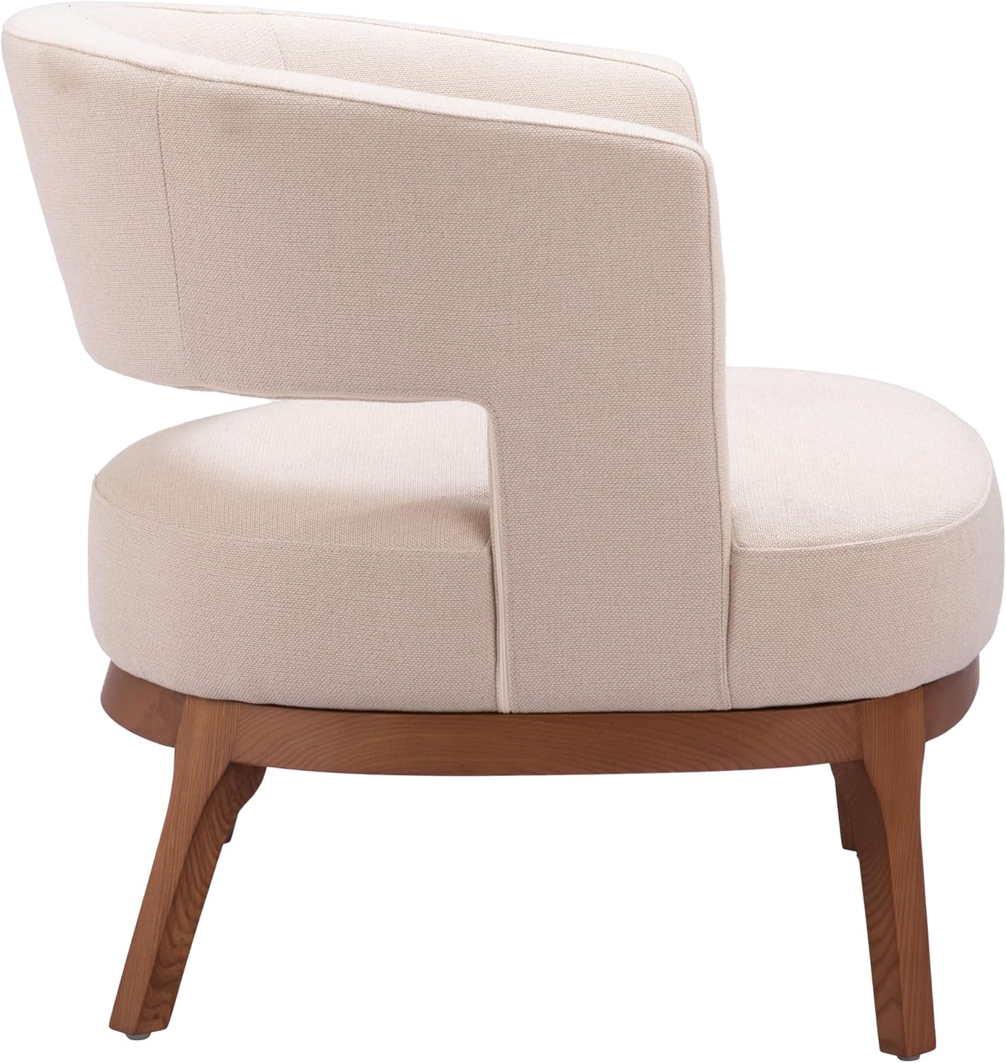 Zuo Penryn Accent Chair Beige, Gray Accent Chair, Modern Style, Plain Fabric, Comfy and Durable Polyester Fabric, Solid Ash Wood, Indoor Living, 26.8" W x 27.2" D x 27.2" H, Non-Stackable