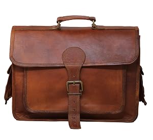 16 leather messenger bag laptop case office briefcase gift for men computer distressed shoulder bag