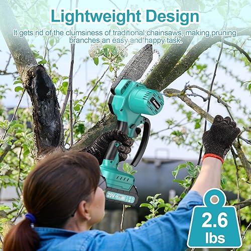 Miniatura 7 de Mini motosierra inalámbrica sin escobillas mejorada de 6 pulgadas y 4 pulgadas, mini motosierra de 4000 mAh, mini motosierra alimentada por