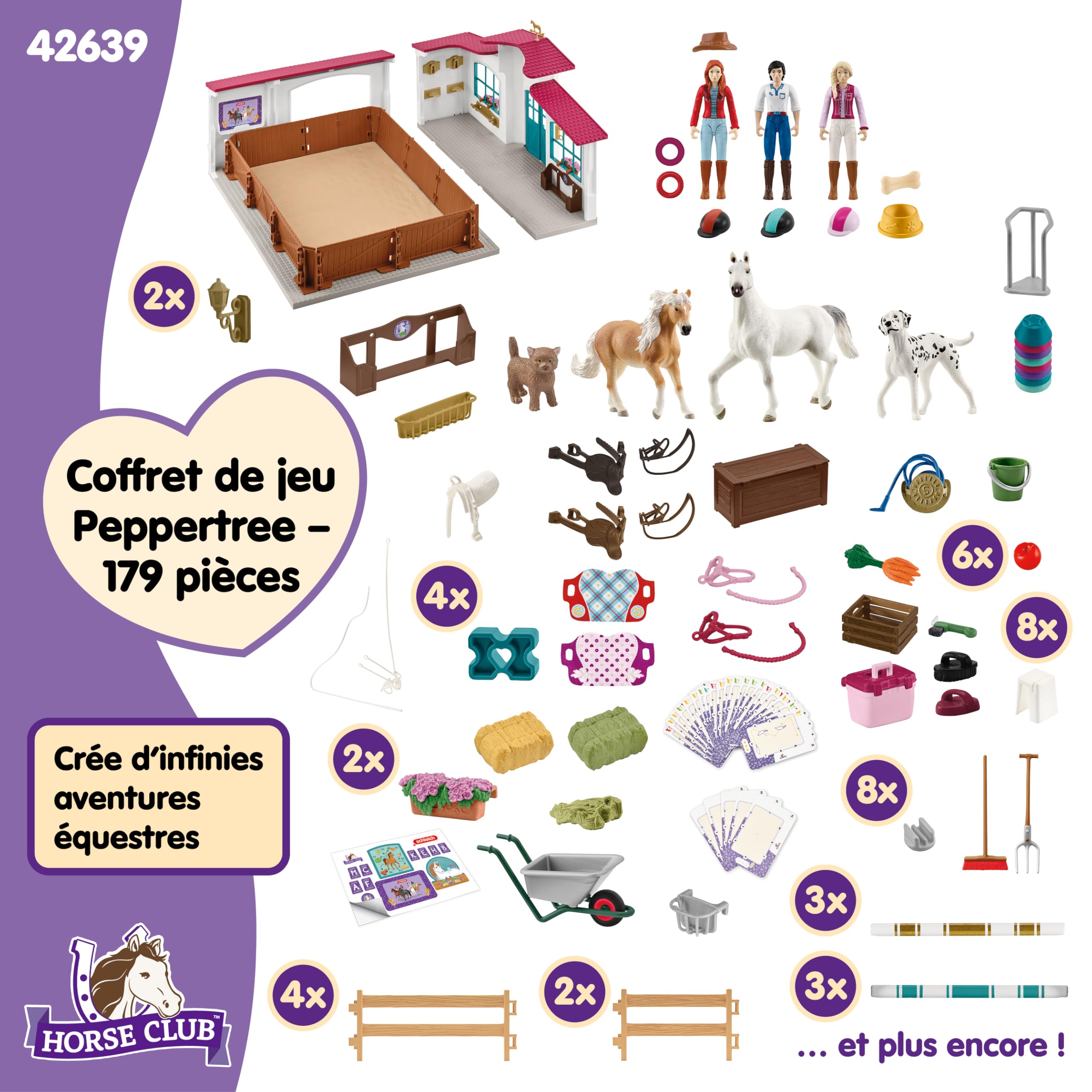 Schleich Horse Club | Grand Manège Equestre Peppertree 42639 | 179 pièces | avec obstacles, paddock et de nombreux accessoires | cadeau et jouet cheval pour enfants dès 5 ans