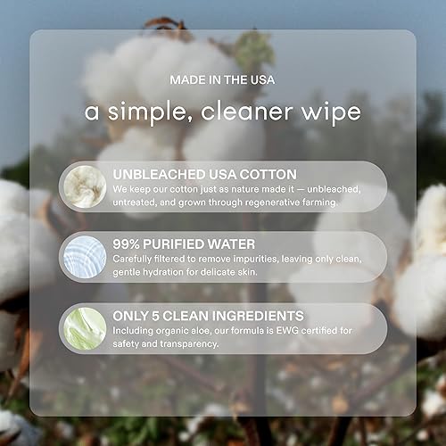 Miniatura 2 de Raan, 100% algodón, 99% agua purificada, toallitas limpiadoras faciales y corporales, sin fragancia, sin blanquear, hipoalergénicas, verificadas por