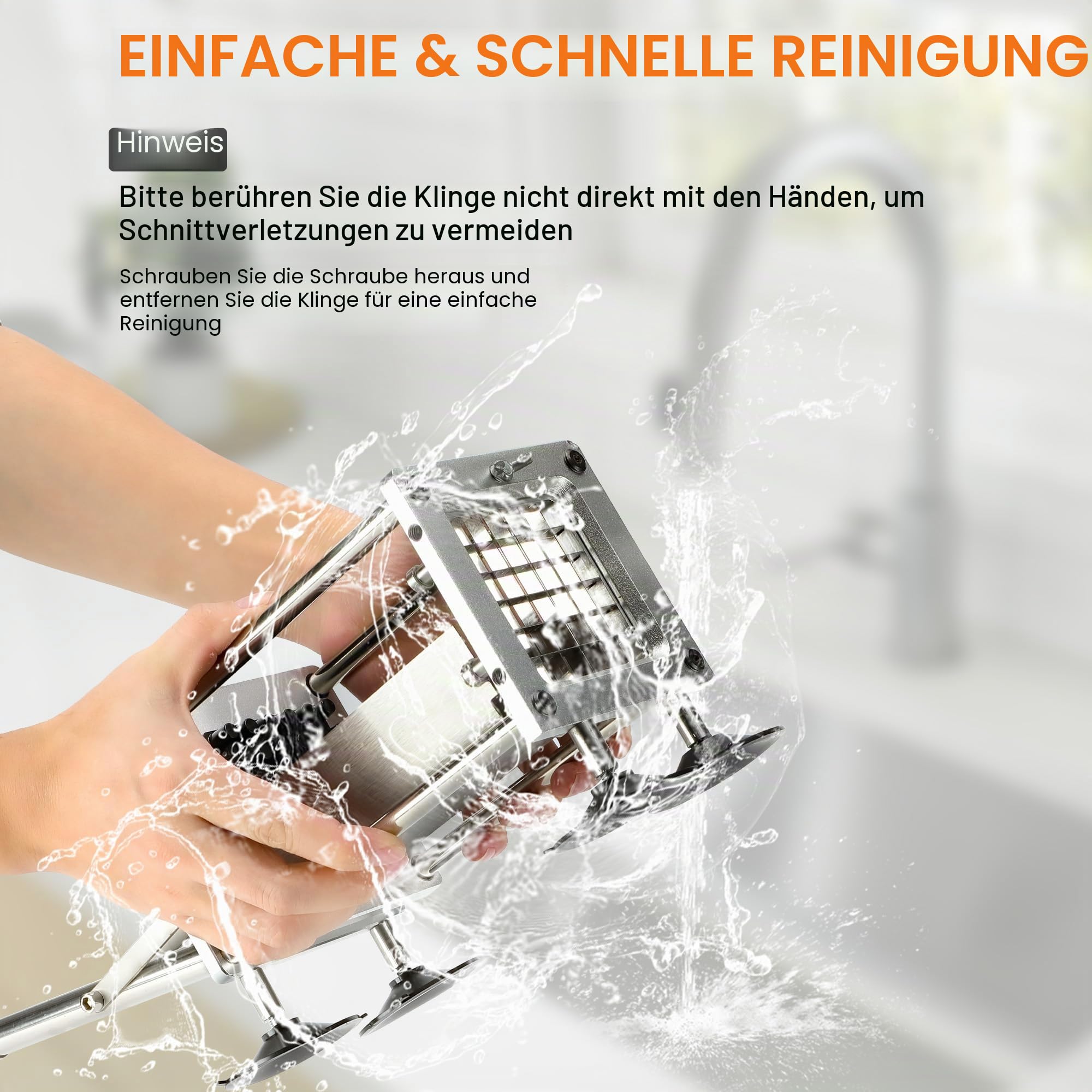 Frittierschneider, professioneller Kartoffelschneider, Edelstahl-Klingen mit 1,27 cm und 3/8 Zoll Klinge, ideal für Kartoffeln, Karotten, Gurken