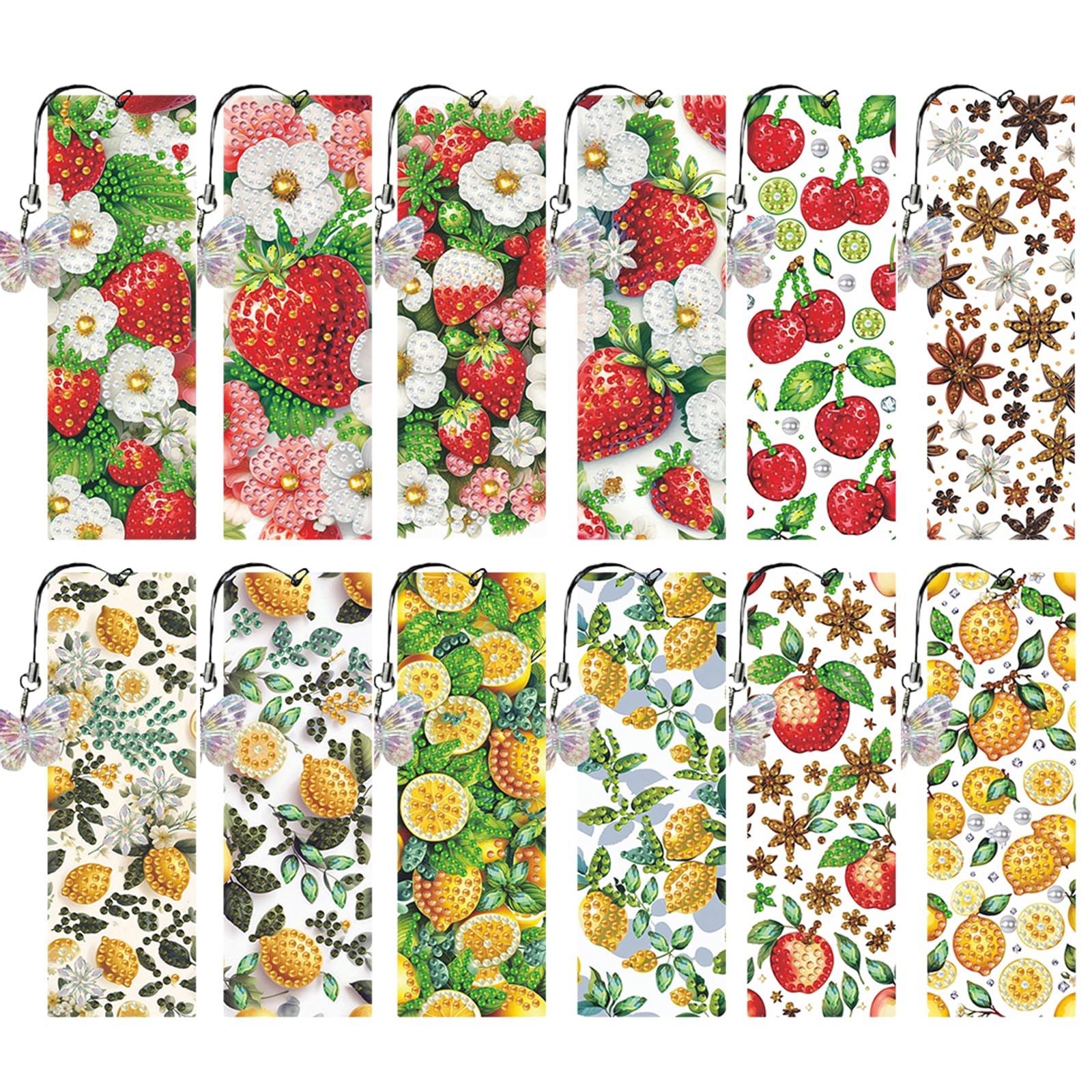 12 PCS DIY Special Shaped Diamond Painting Bookmarks Kits with Tassels Rhinestone Art Bookmark Kits for Adults Reading Gifts Book Lovers