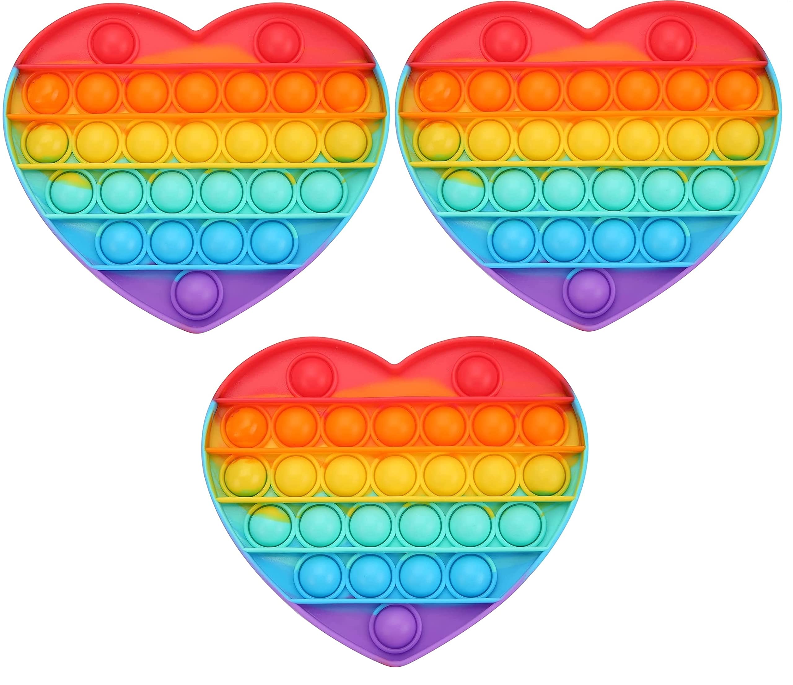 BROGBUS Pop It Fidget Toy Combo of Square and Hexagon, Push Pop Bubble Fidget Sensory Toy Silicone Stress Relief Toy (Rainbow)(Heart -3) (B09QYQ93KT) Amazon Price History, Amazon Price Tracker
