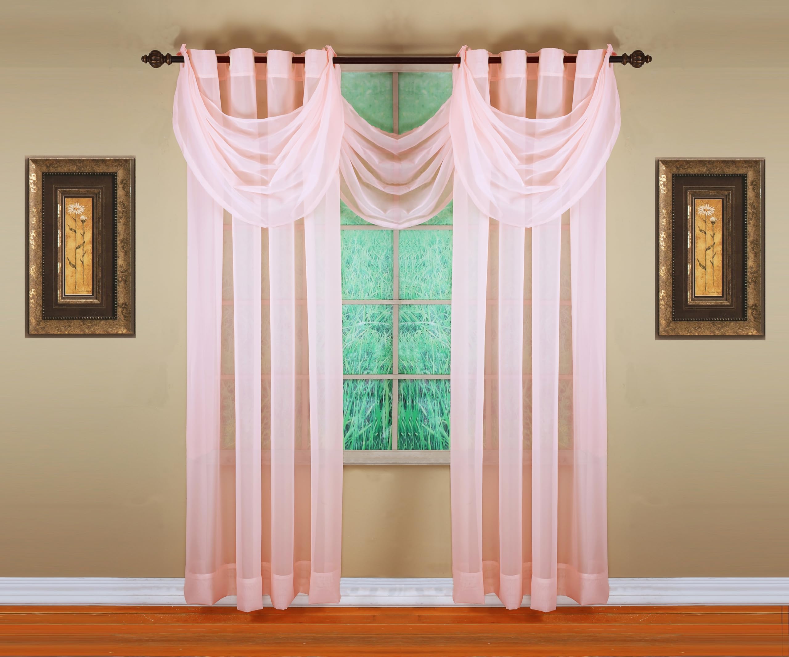 Today's Curtain, Emelia Grommet Sheer Panel 84" Rose, 59" W x 84" L