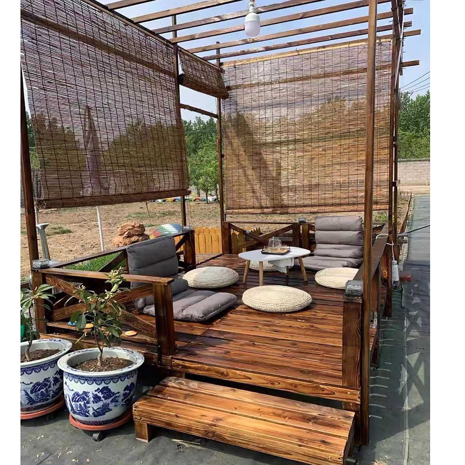 Rotolo di recinzione in bambù – Tappetino per esterni in canna di bambù per terrazza e tende, design con bordo rilegato per una facile installazione