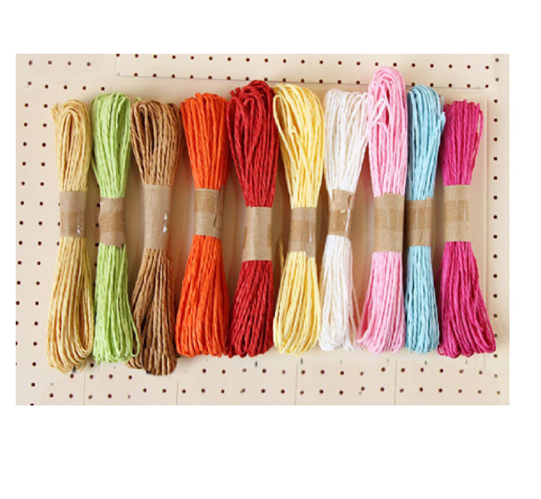 Miya 10 x10 Metres Multi-Coloured (10 Colours) Dekobast Strap Raffia raffia, Craft Cord Cute Raffia String, Paper String DIY Craft Binding Twine, Parcel String, Packaging Line