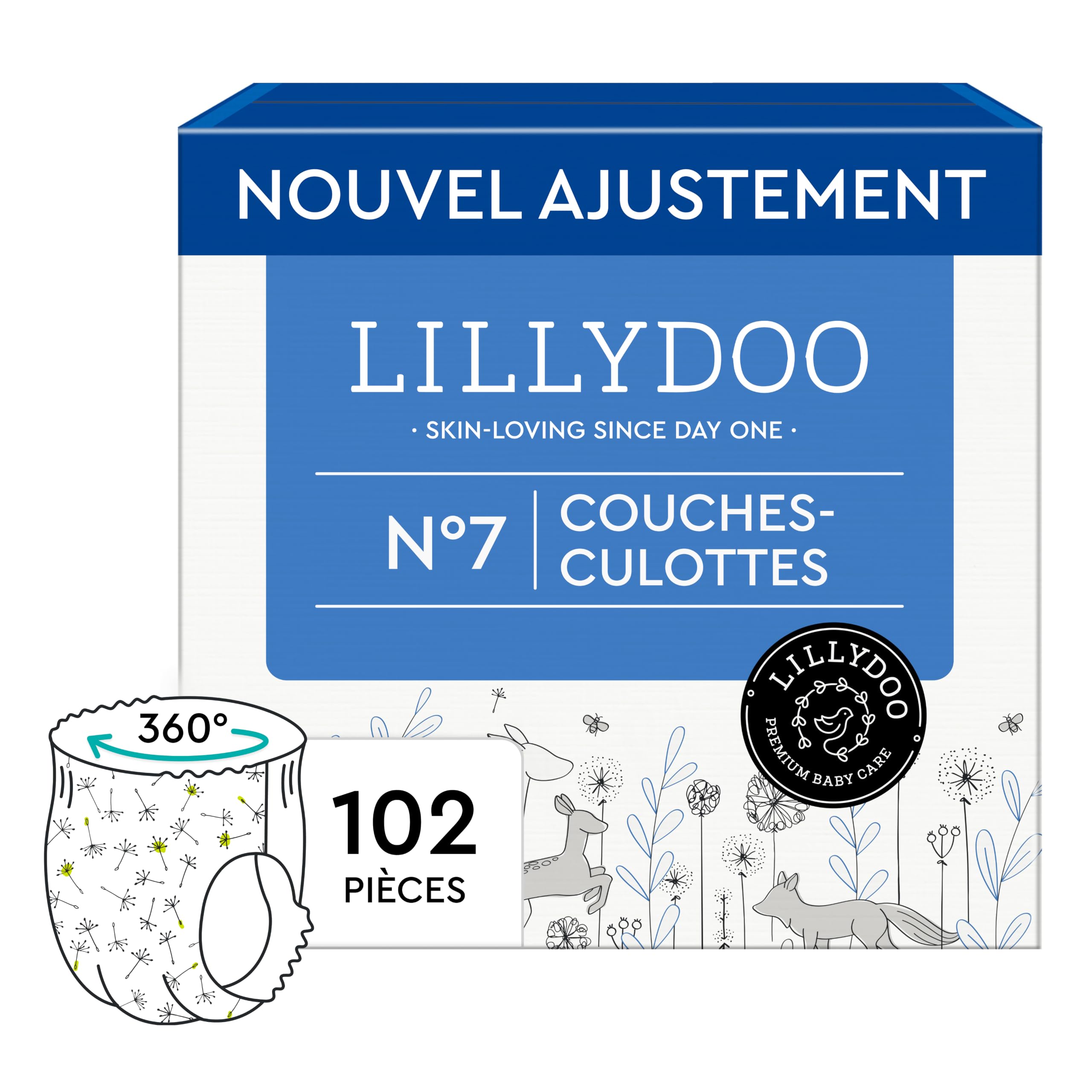 LILLYDOO - Couches-culottes Bébé Ultra Douces, Taille 7 (15+ kg), 102 pcs