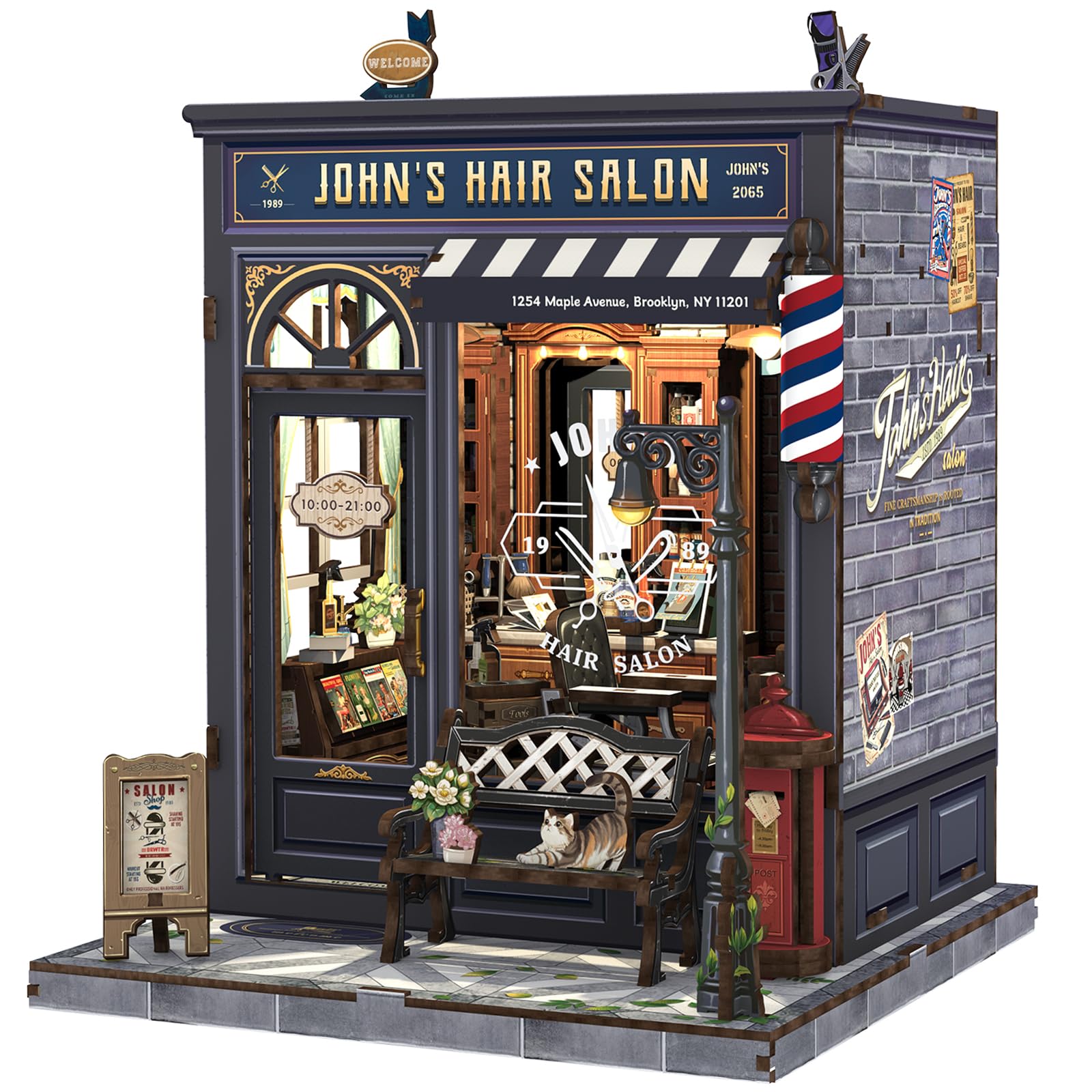 Fsolis DIY Book Nook - 3D Holz Miniatur-Diorama für Bücherregal & Schreibtischdeko | Kreatives Geschenkset für Erwachsene, Jugendliche Geburtstag - Zimmerdeko mit LED-Beleuchtung(John's Hair)