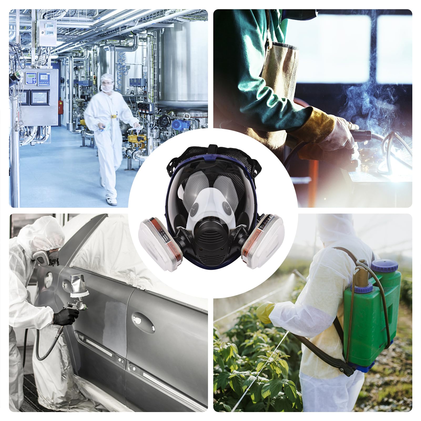 Wielokrotnego użytku 16 w 1 pełnotwarzowy respirator organiczny gazowy z szerokim polem widzenia do malowania maszyny, polerowania, spawania, ochrona pracy