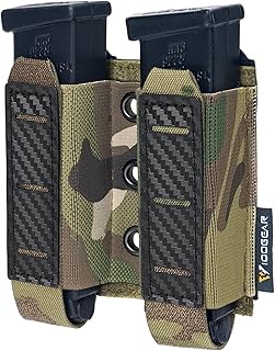 IDOGEAR Pistol Mag Pouch Molle Magazine Pouch 9MM Double Stack Elastic Magazine Holster with Inner Loop Panel Laser-Cut Hardshell Mag Carrier - IDOGEAR