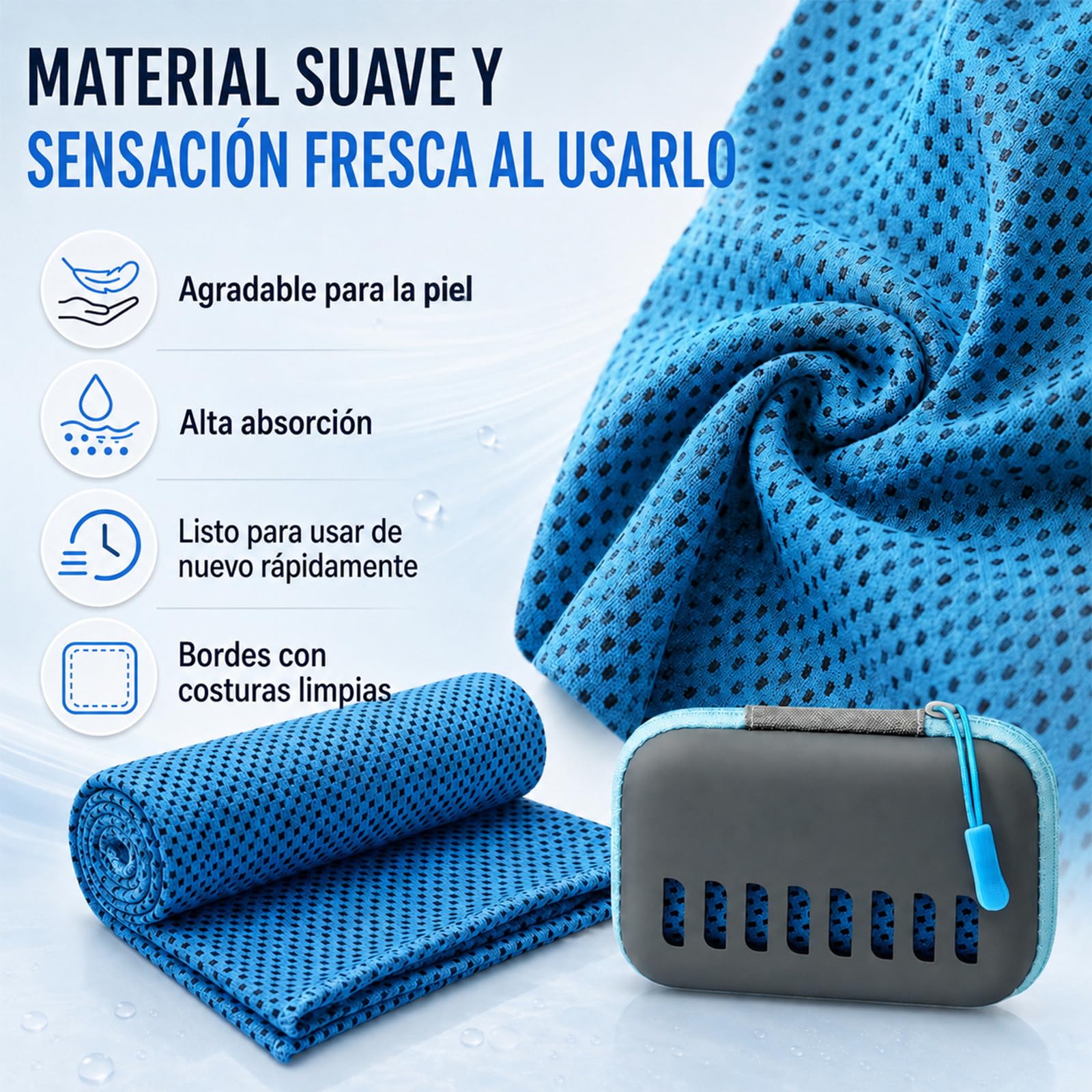 Genérico Toalla Refrescante Efecto Frio, Toallas de Microfibra de Enfriamiento Rápido con Funda de Almacenamiento, Toalla Deportiva Absorbente para Cuello, Running, Senderismo y Fitness (9PCS)