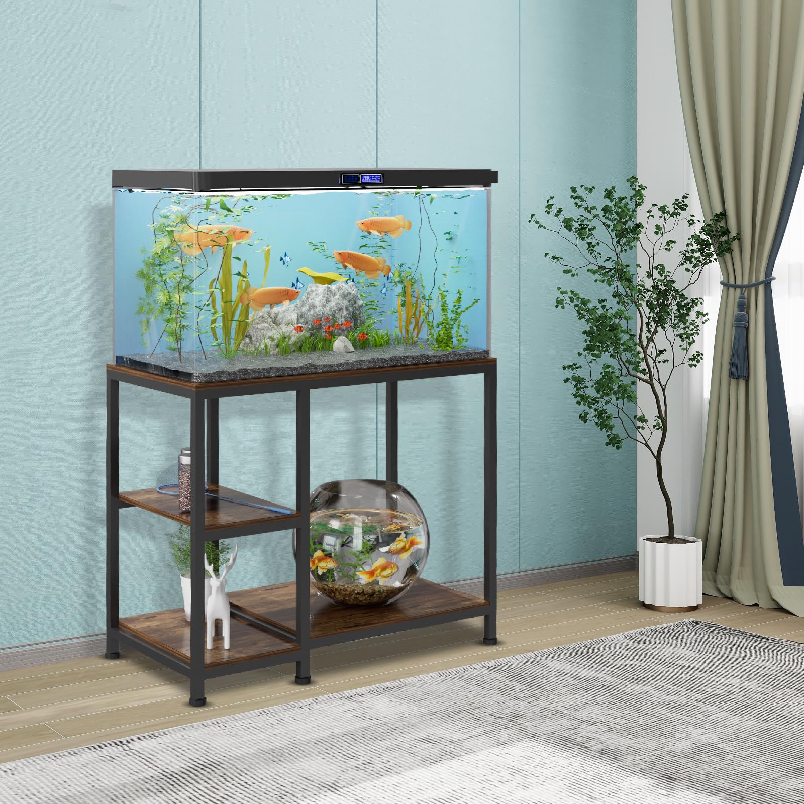 VyGrow Supporto per acquario da 40 galloni, resistente supporto per acquario 93 x 47 x 80 cm, ripiani in legno autoportante per acquario, capacità di carico 330 kg, per riporre accessori per pesci