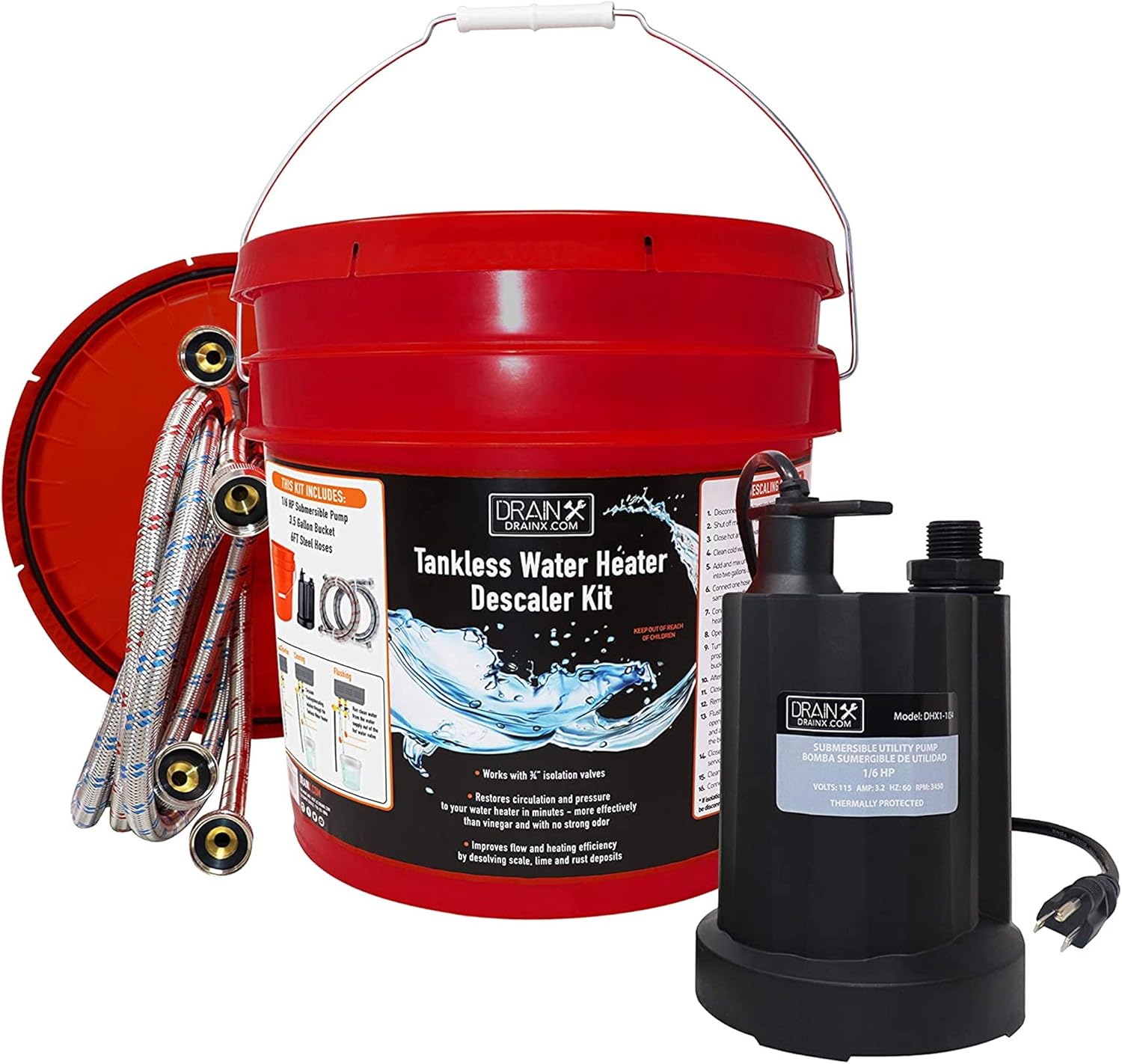 DrainX Tankless Water Heater Descaling Flush Kit, Water Heaters Amazon Canada