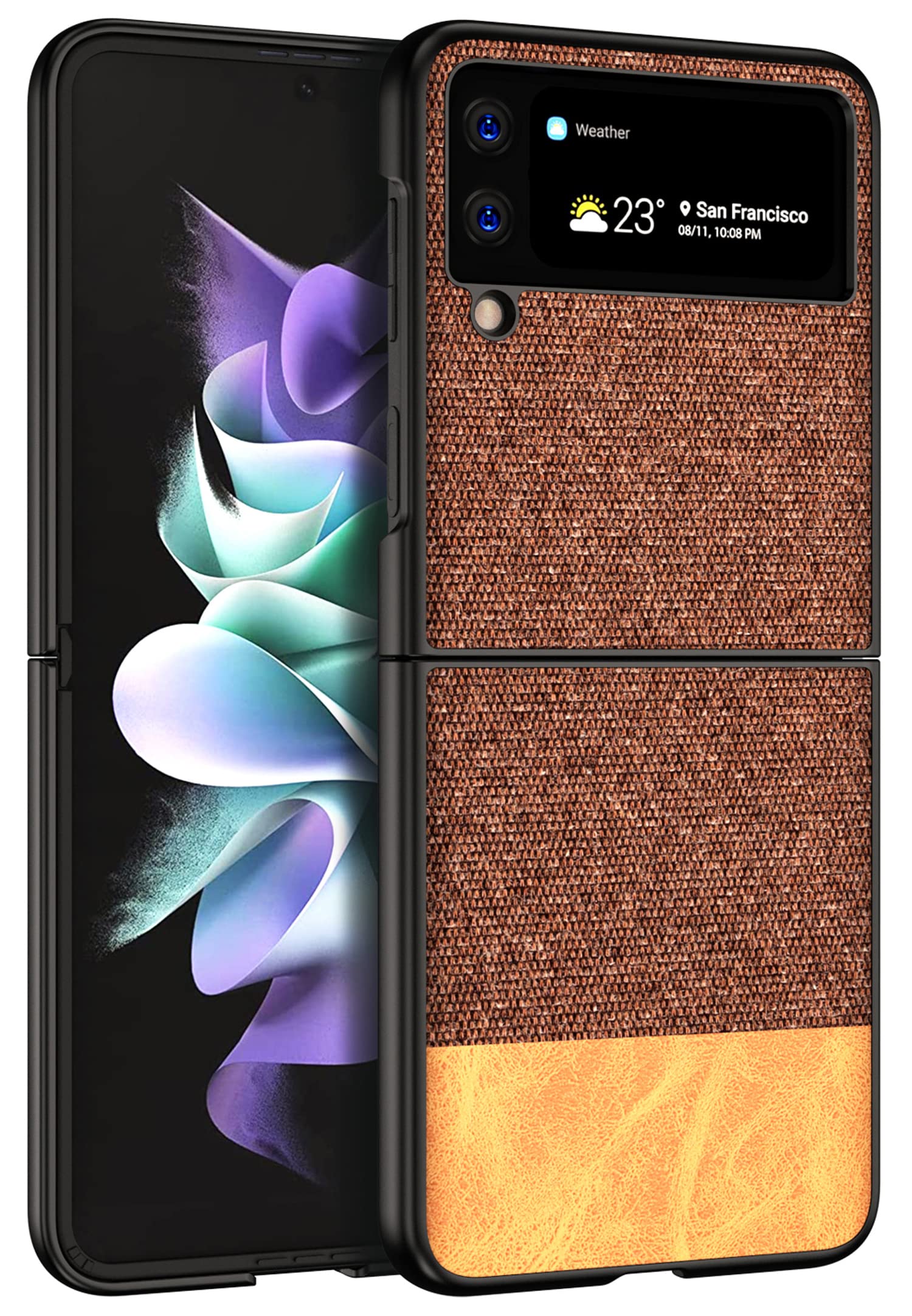 Kapa Soft Fabric & Leather Hybrid Protective Back Case Cover for Samsung Galaxy Z Flip 4 (Brown) (B0BDYSGKHQ) Amazon Price History, Amazon Price Tracker