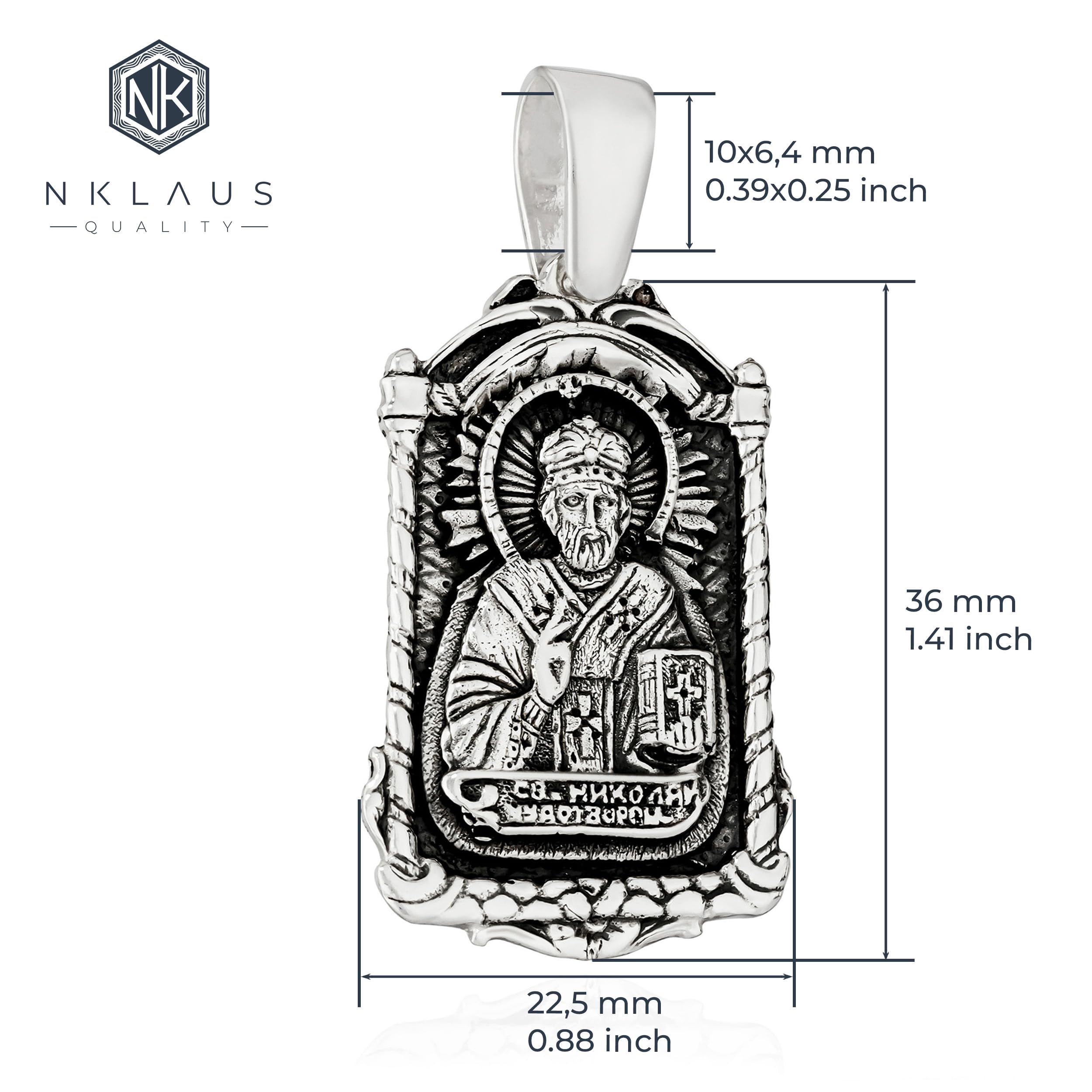 NKlaus Ikona zawieszka srebro 925 Święty Mikołaj 36 mm x 22,5 mm srebrny wisiorek do łańcuszka 15519, Srebro