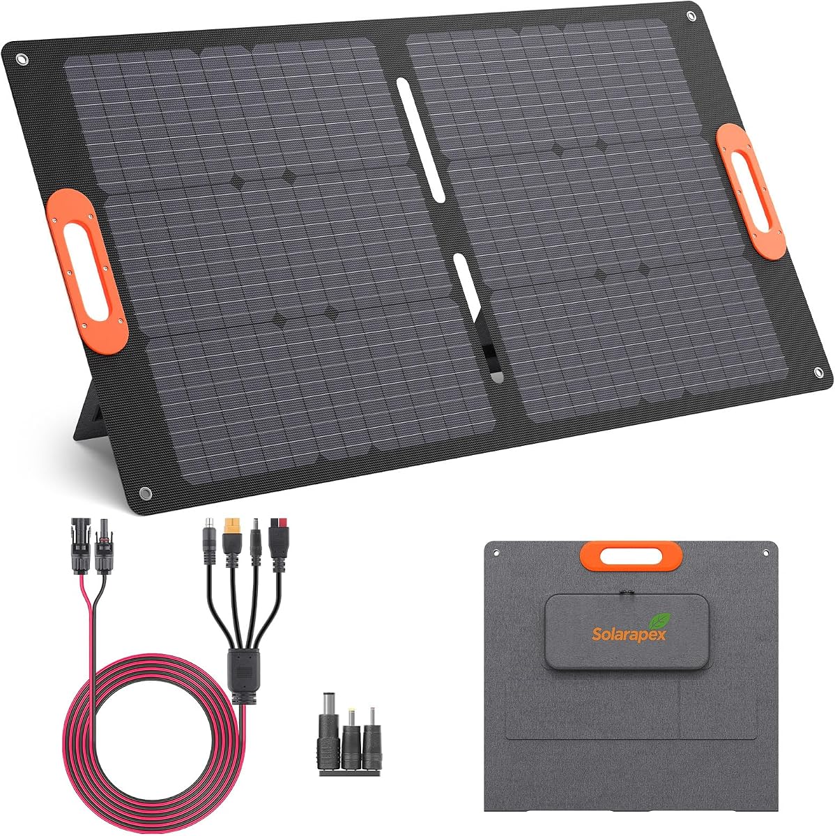 Panel solar portátil de 100 W, cargador plegable de ETFE, 23,5 % de eficiencia | Laminación de una pieza de ETFE resistente al agua IP67 con salidas USB-C, XT60/DC8020/Anderson/DC5521 para camping, vehículos recreativos y centrales eléctricas