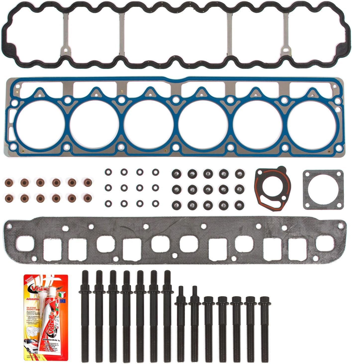 Compatible With 04-06 Jeep Wrangler Grand Cherokee 4.0 OHV Head Gasket Set Head Bolts