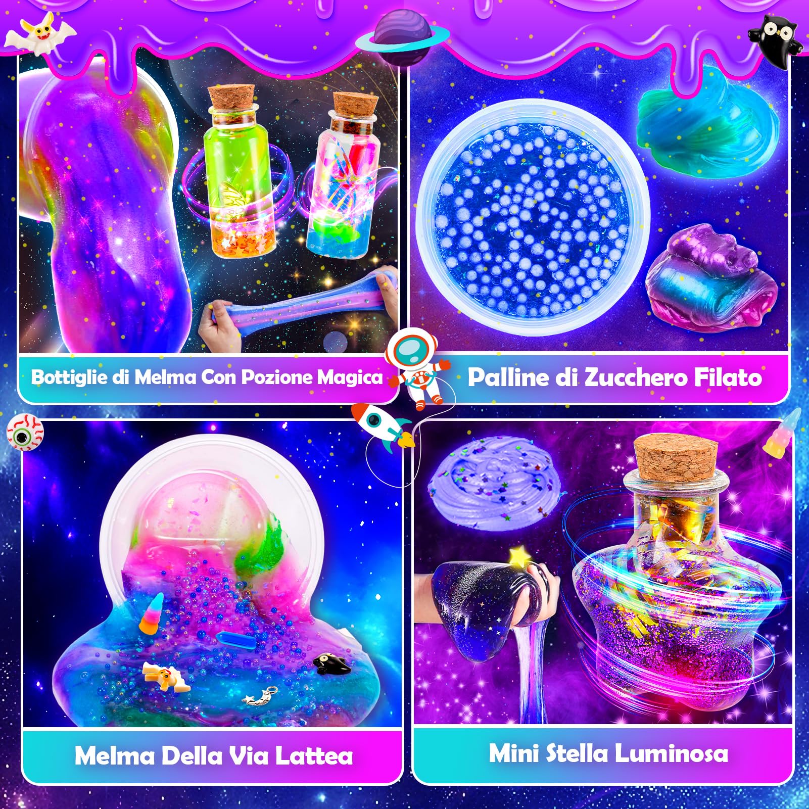 iKidiki Slime per Bambini 6 7 8 9 10 11 12 Anni, Giochi Bambina 6-12 Anni Femmina Galaxy Slime Fluffy Regalo Bimba 6-12 Anni Slime Kit Lavoretti Creativi per Bambini Pozioni Magiche Bambina Giocattoli