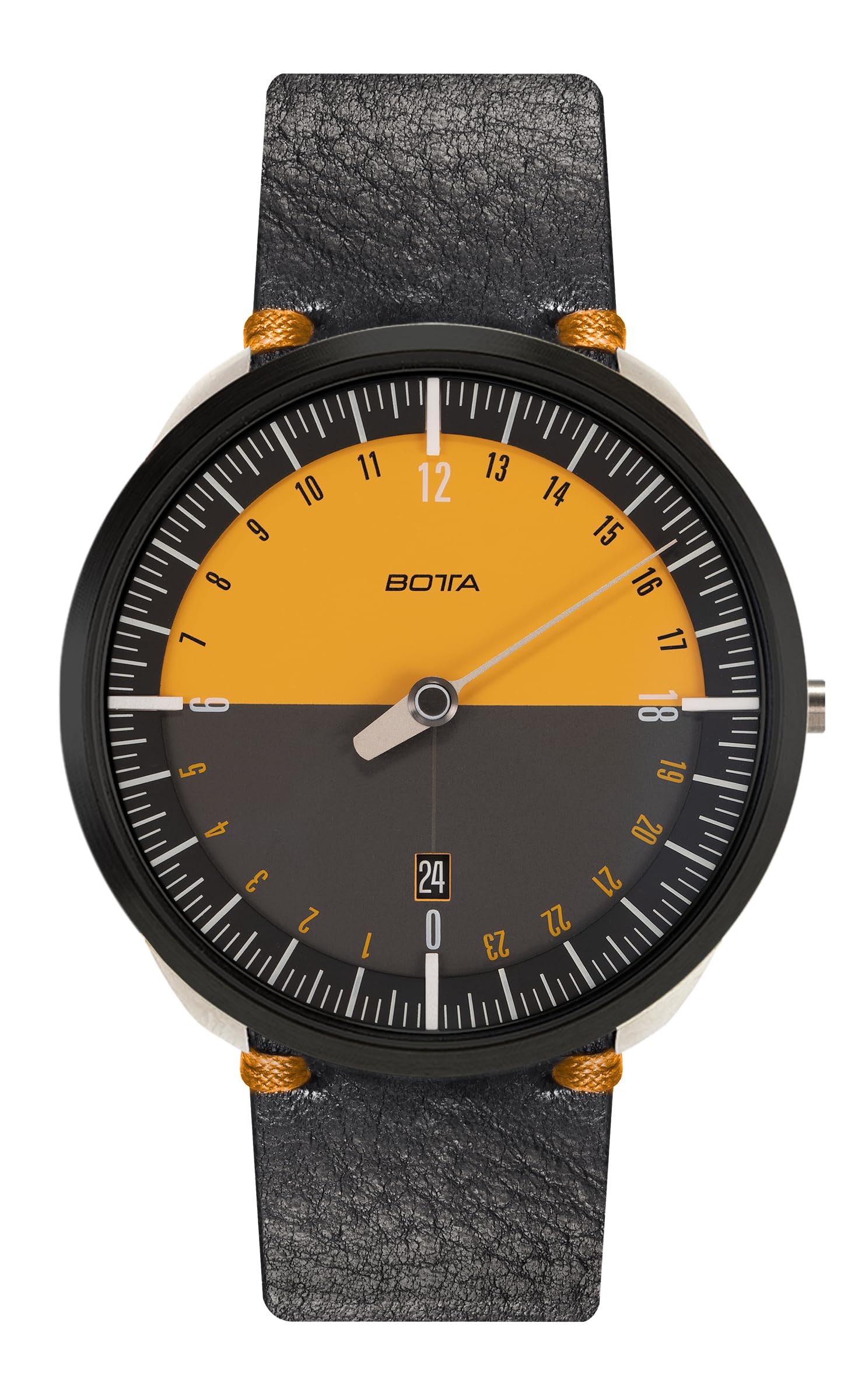 botta 24-godzinny zegarek z jedną wskazówką męski szwajcarski mechanizm kwarcowy ze skórzaną bransoletką UNO 24 (40 mm)