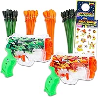 ZURU Fast Fill Water Blaster Party Pack Set - Bundle of 200+ Self Sealing Water Balloons, Stickers, More | Bunch O Balloons Camo Party Set for Kids, Family