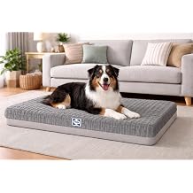 Sealy Sculpted Faux Fur Memory Foam Crate Mat for Dogs, Gray