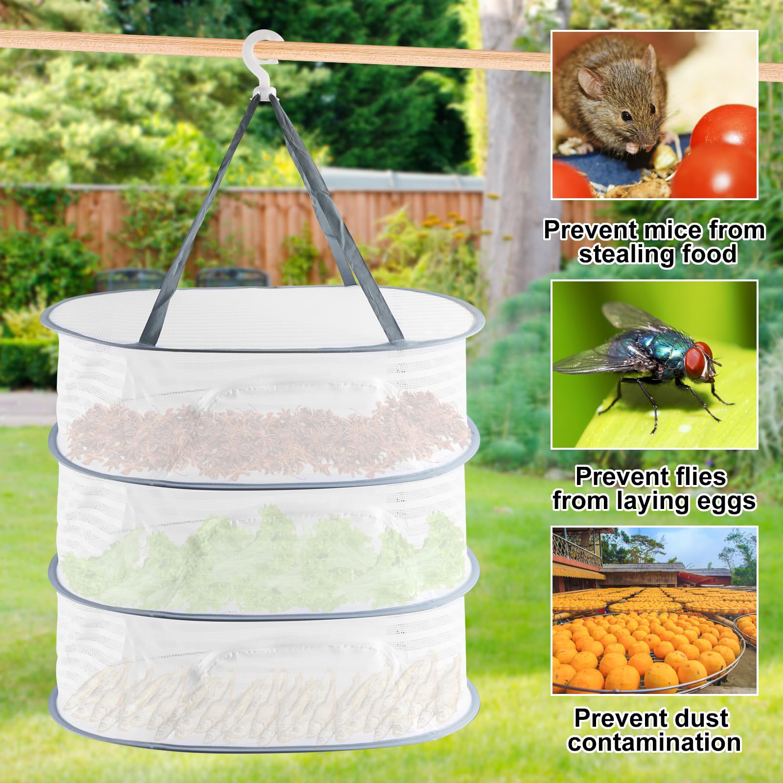 Rete Di Essiccazione Per Erbe - 3 Strati Pieghevole, Con Chiusura Lampo, Per Fiori, Frutta, Biancheria