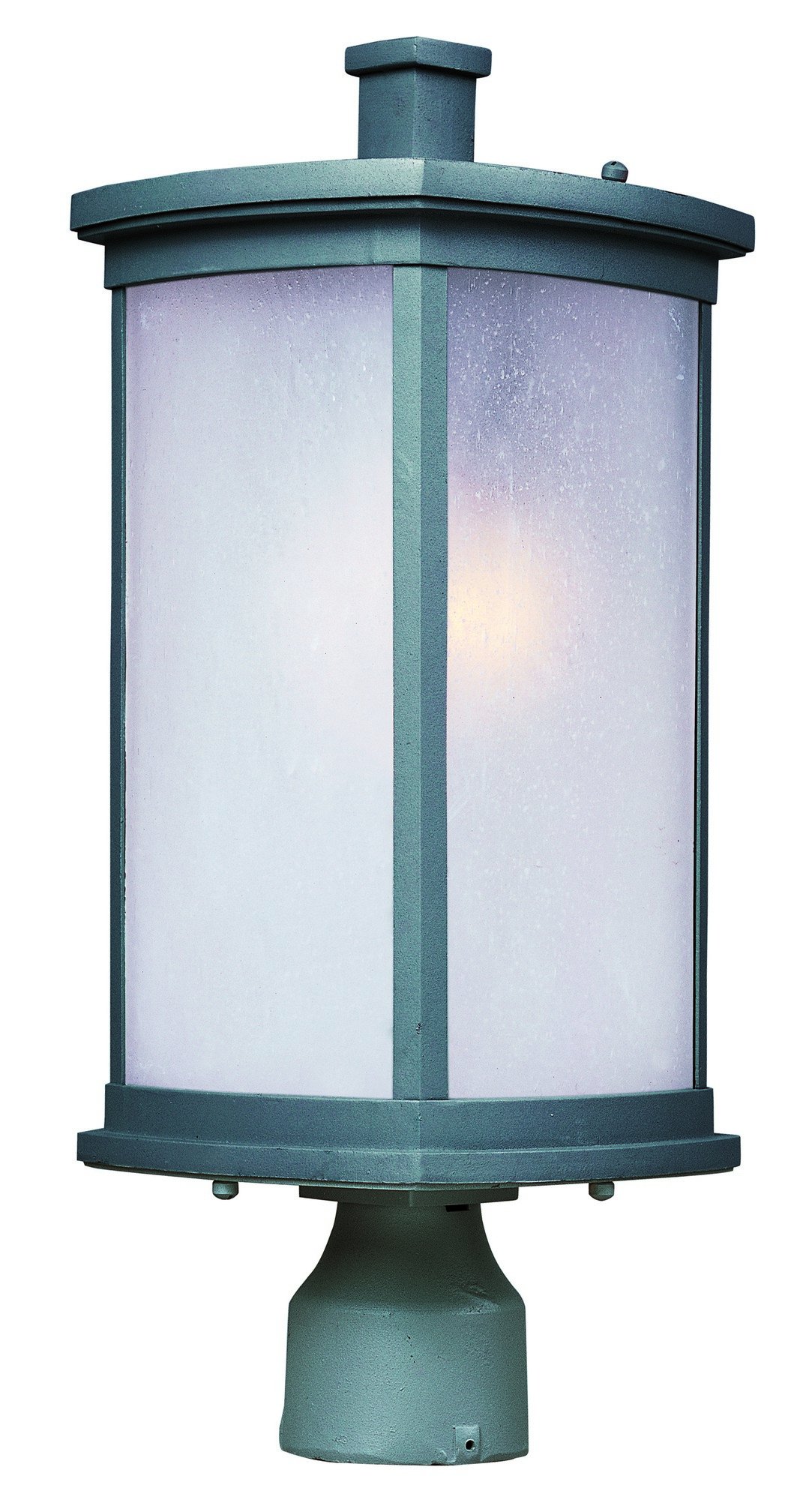 Maxim 3250FSPL Terrace Frosted Seedy Glass Outdoor Post / Pole Mount, 1-Light 60 Watt, 19"H x 8"W, Platinum