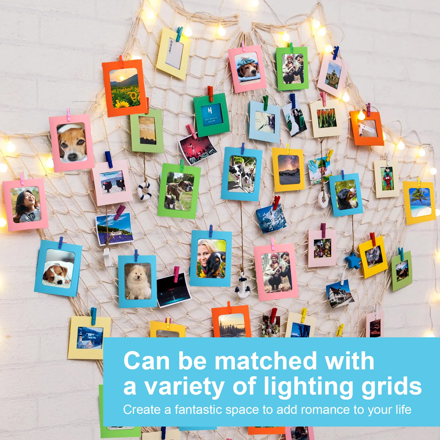 Cadre Photo en Carton 11.5x15.5cm DIY 20 Pièces avec Clips et Cordes pour Décoration Murale