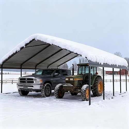 Heavy Duty Metal Carport Galvanized Steel Carport Shelter for 2 Car Extra Large Canopy for Dual Vehicle, RV Boat Storage All Weather Protection Garage Party Tent (20x20 FT)