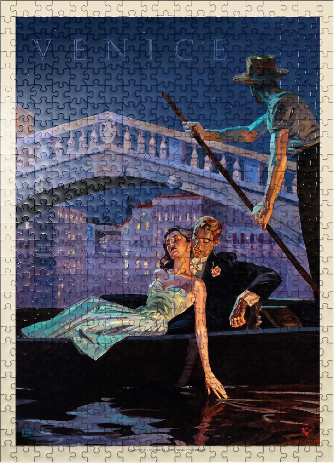 MyPuzzle Italy: an Evening in Venice, Vintage Poster - Premium 500 Piece Jigsaw Puzzle for Adults