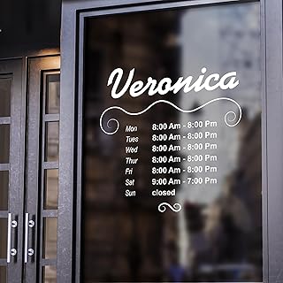 SolowayDecor Custom Vinyl Business Hours Sign for Storefront - Personalized Office Door Decal - Customized Window Decal - Business Signs for Hours of Operation