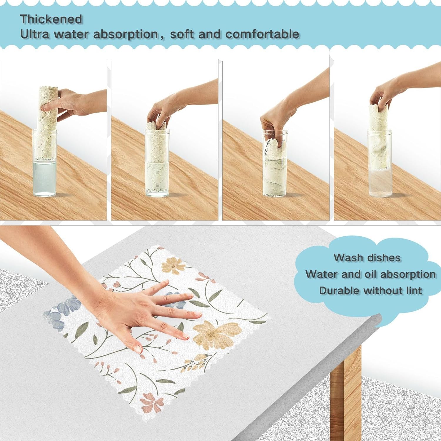 FRODOTGV Cute Floral Meadow Cotton Decorative Kitchen Towels and ...