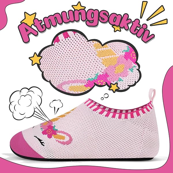 Kyopp Hausschuhe Kinder Mädchen Barfussschuhe Kindergarten Slippers Jungen Rutschfest Pantoffeln für Atmungsaktive Weich Lauflernschuhe Kleinkinder Schuhe - 4