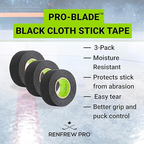 Miniatura 2 de Renfrew Pro Pro-Blade XT Cinta de hockey de tela negra, paquete de 3