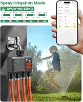 Controler de irigații WLAN johgee, 4 zone, temporizator irigații RF 300 m, sistem automat de irigare pentru grădină și gazon, compatibil cu Alexa și Smart Life 6