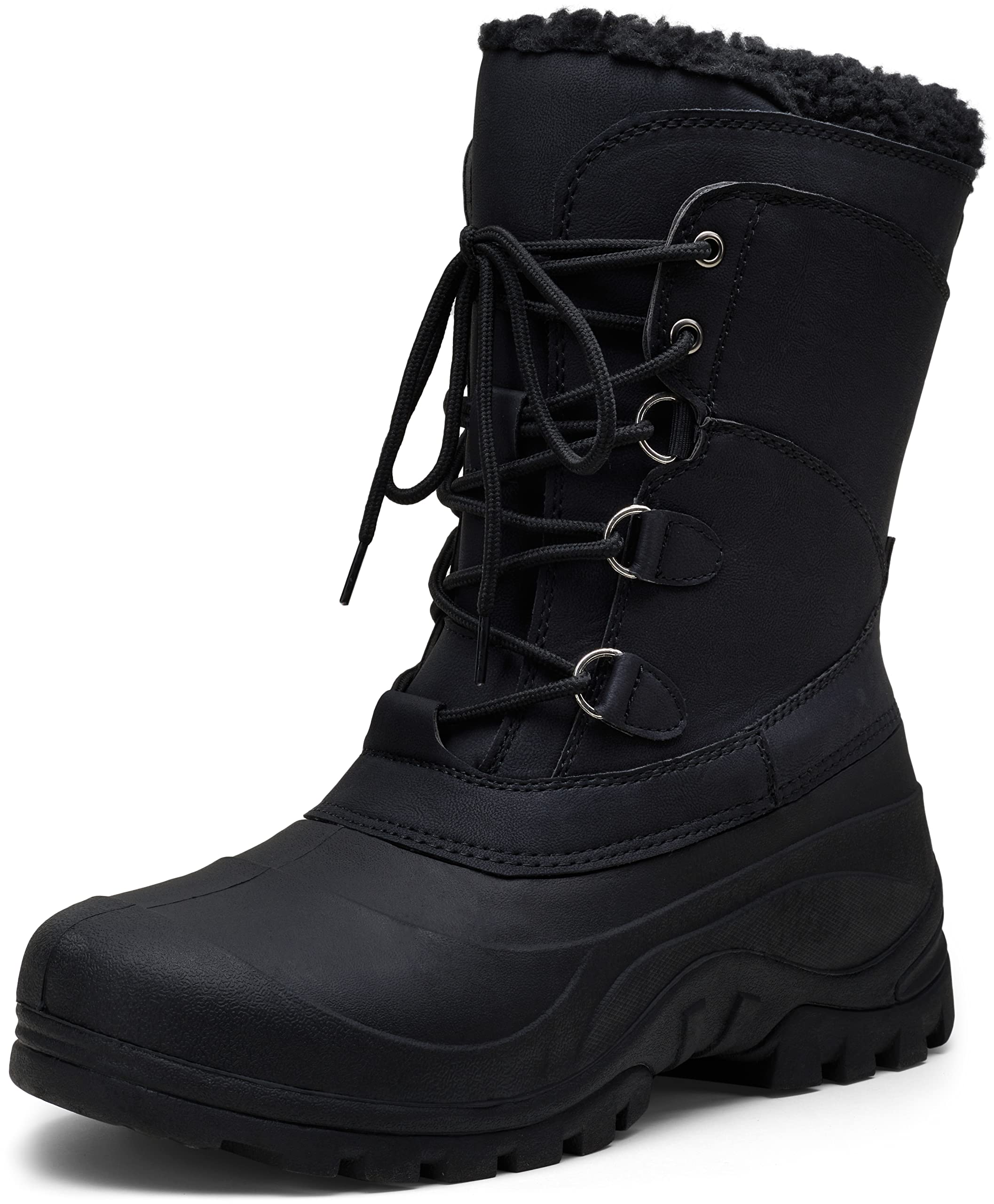 Jousen Men's Waterproof Snow Boots Black Insulated Winter Boot for Men