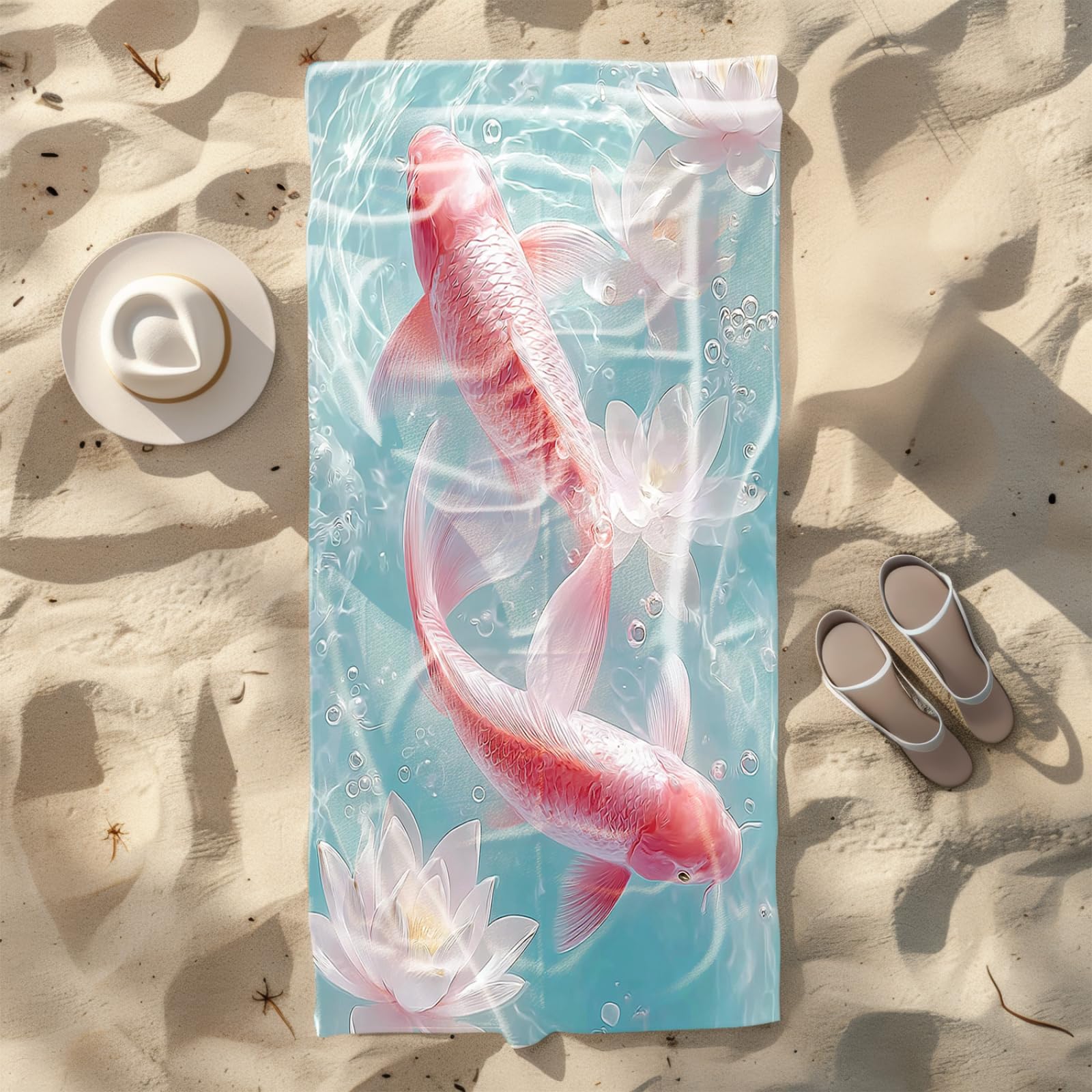Générique Serviette Microfibre Plage Poisson Bleu Rose