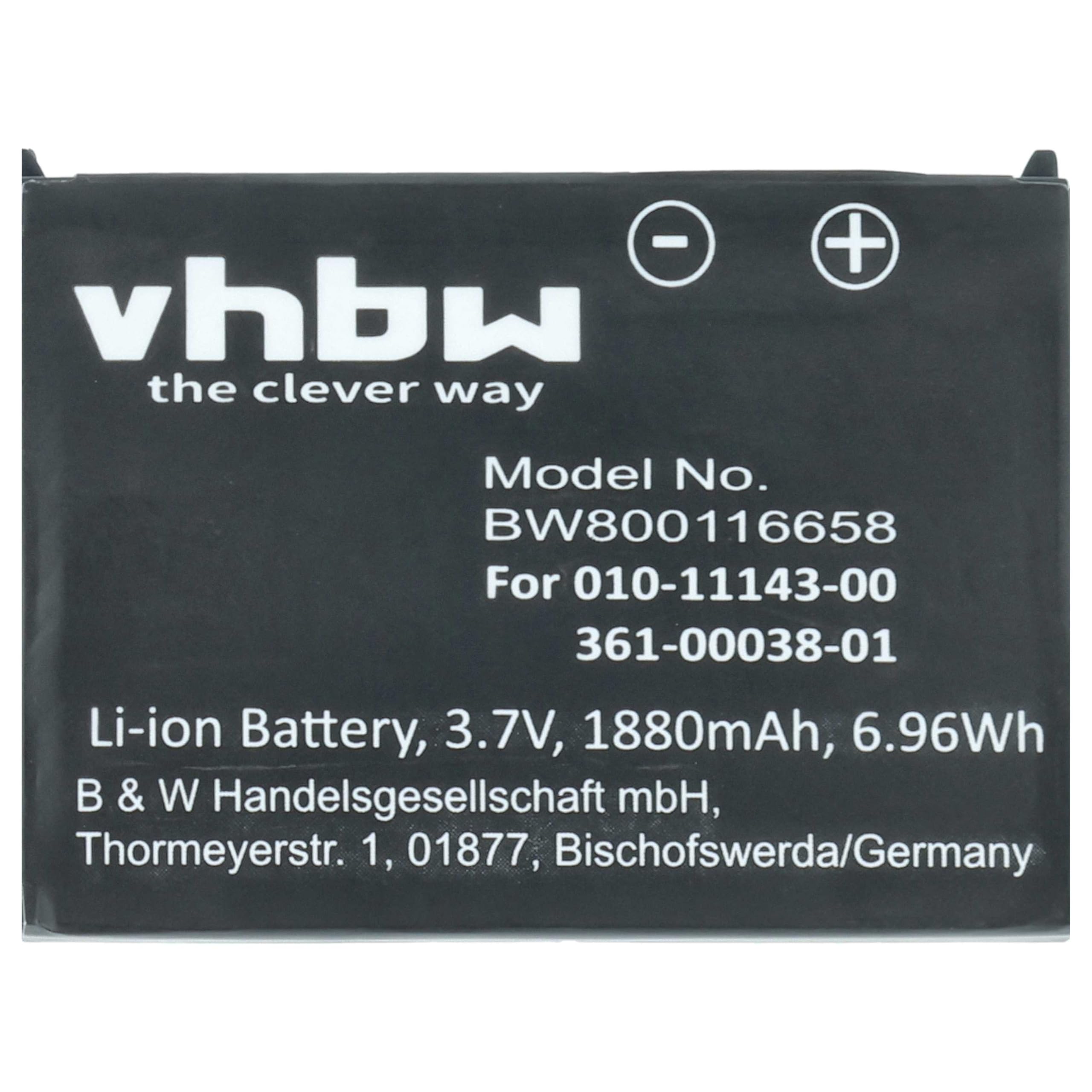 vhbw 1x batteria compatibile con Garmin Zumo 660LM, 650, 210 CE, 600, 660, 220, 665LM, 665, 210 navigatore GPS (1880mAh, 3,7V, Li-Ion)