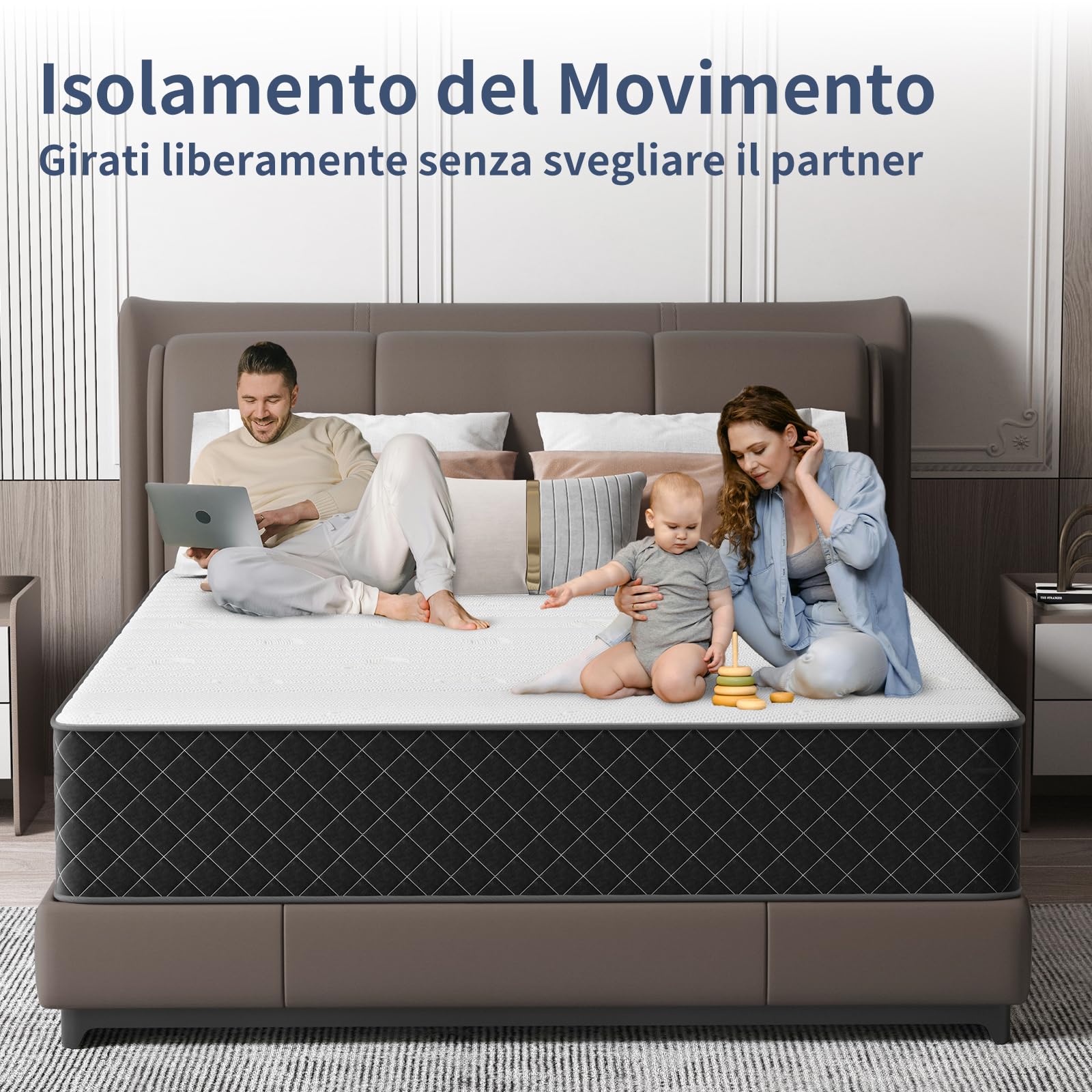 MOLPHIT Materasso 90 x 200 cm con certificazione OEKO-TEX, spessore 25 cm, materasso a molle insacchettate H3 e H4, materasso ergonomico in schiuma fredda a 7 zone, con durezza media, per supporto