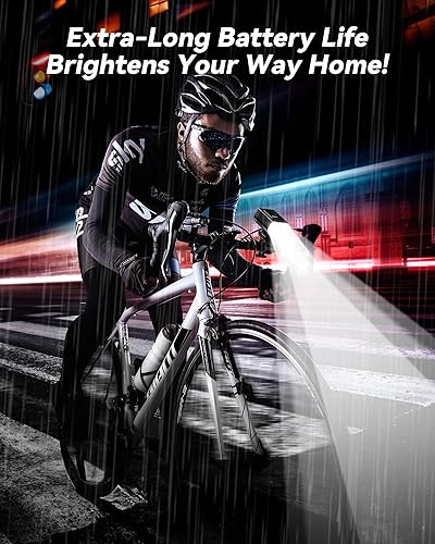 Vista 5 de LED Bike Lights for Night Riding, USB Rechargeable Bicycle Headlight, 2025 New Aluminum Alloy Waterproof Bicycle Lights, 6+4 Modes for Adult Kids