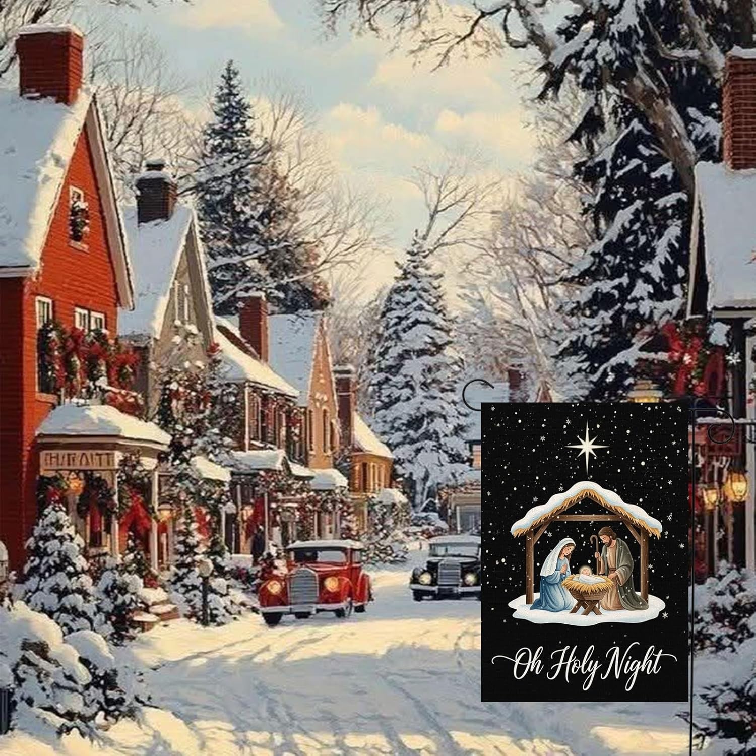 Christmas Nativity Garden Flag 12x18 Inch Double Sided Oh Holy Night Jesus Christian Xmas Winter Yard Outdoor Decorations - Image 5