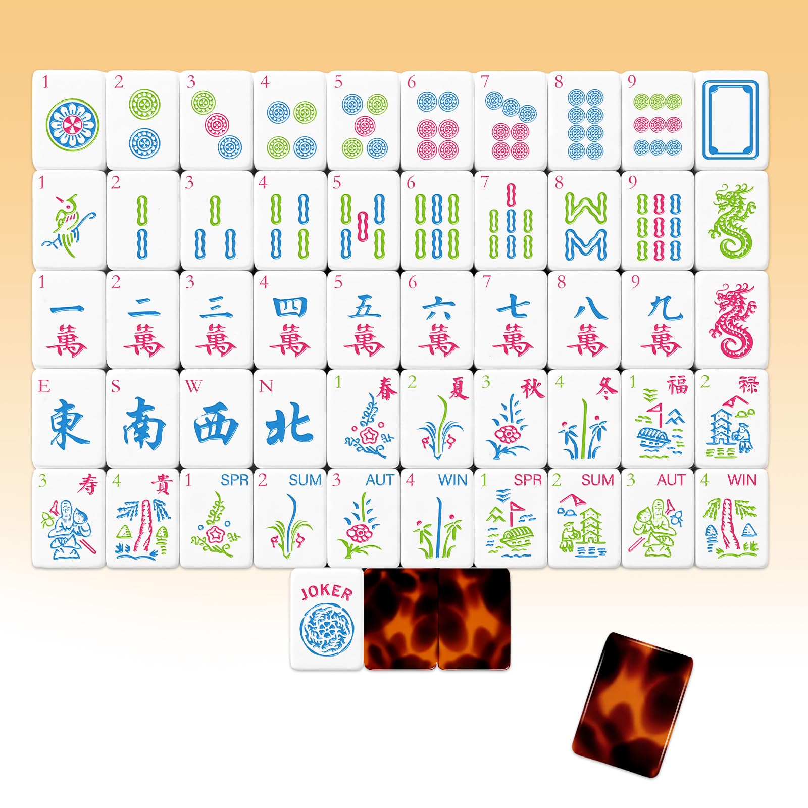 View 1 of 166 Pcs American Mahjong Tiles Set 1.2" Tortoiseshell Mahjong Tiles