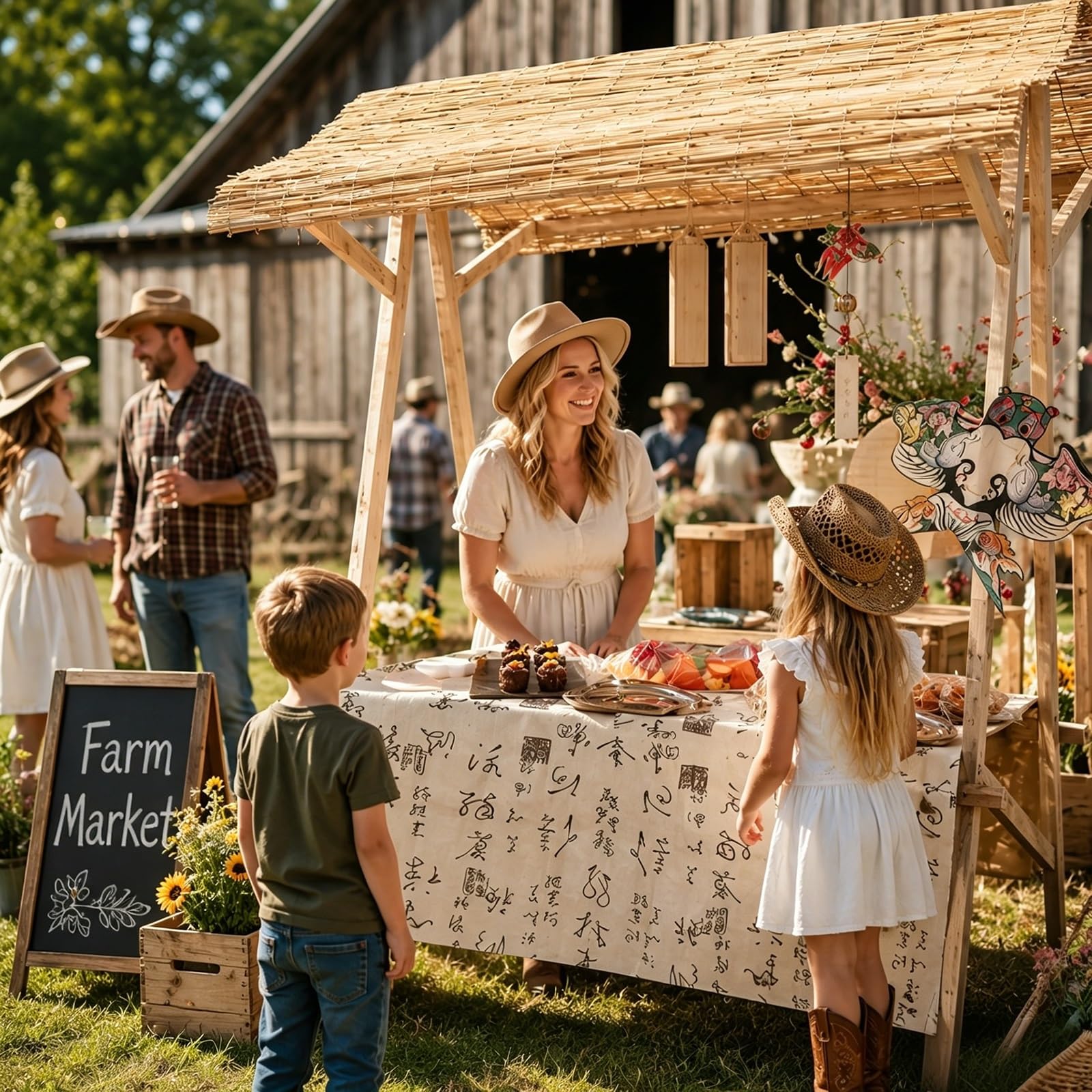 XRRJFYH Farmers Market Stand, Foldable Vendor Booth with Canopy – Display Tables for Outdoor Farm Stand, Street Vendor Food Stand & Market Stall(150x60x200cm/59x24x79in)